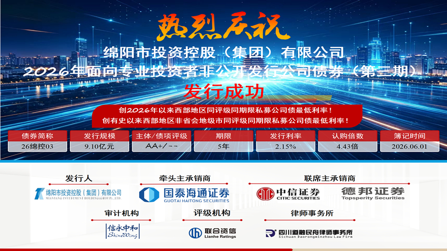 乘势破新低，聚力启新程——欧宝app成功发行2026年第三期私募公司债